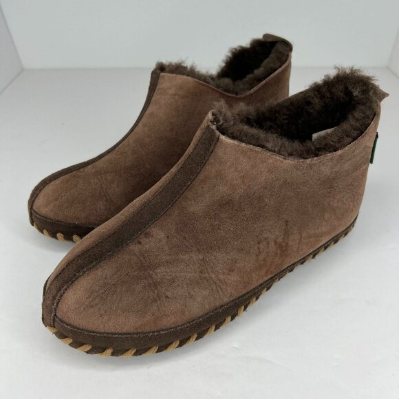 Cabelas Womens 820097 Brown Faux Suede Fur Slip-On Size 6W Shearling Style - Picture 1 of 10